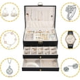 thumbnail image 7 of Siloon Earring Jewelry Box with 3 Layers, Women Large Earring Organizer Box for Earrings, Rings, Necklace, Present for Mom, Black, 7 of 7