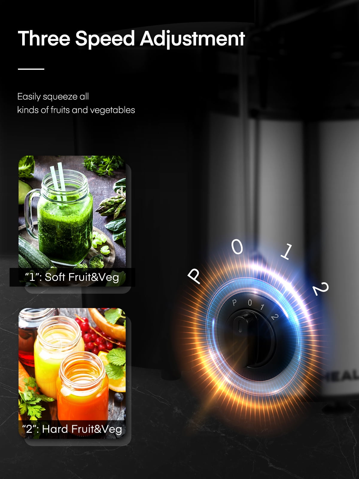 Aiheal Juicer Machines Upgraded 400W Motor,Cleaning Brush and Recipe Included with 3 Speed Control