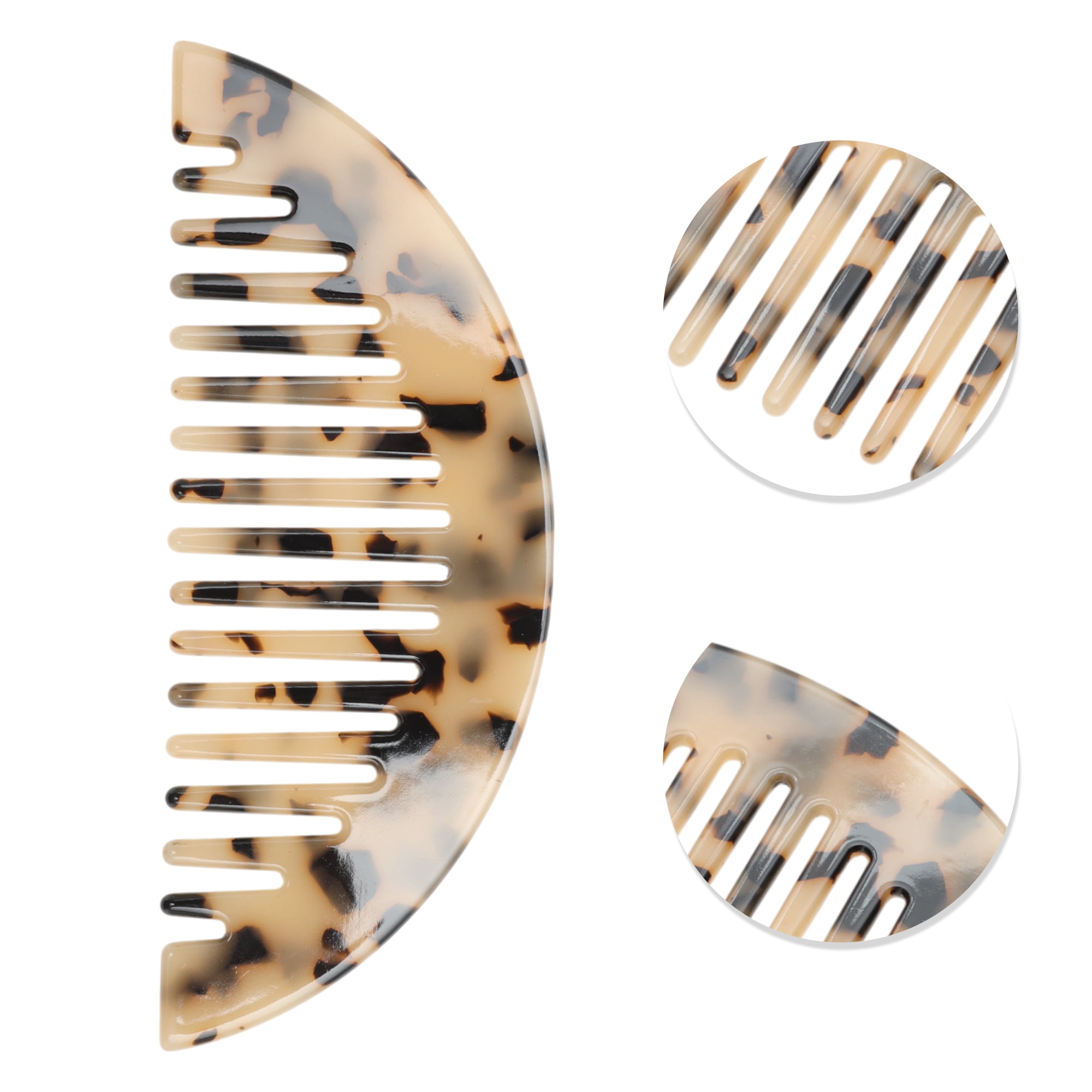 Unique Bargains 1 Pc Convenient Half Round Hair Comb for Making Hair Smooth Beige, Black