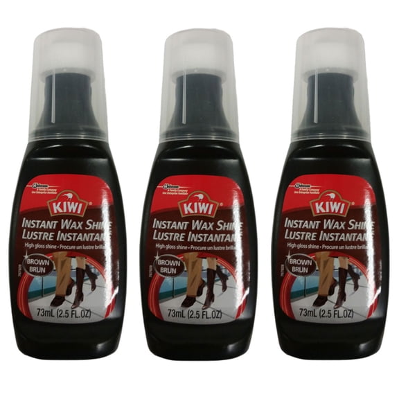 Pack of (3) Kiwi Liquid Wax Instant No-Buff Shine, Brown 2.5 oz