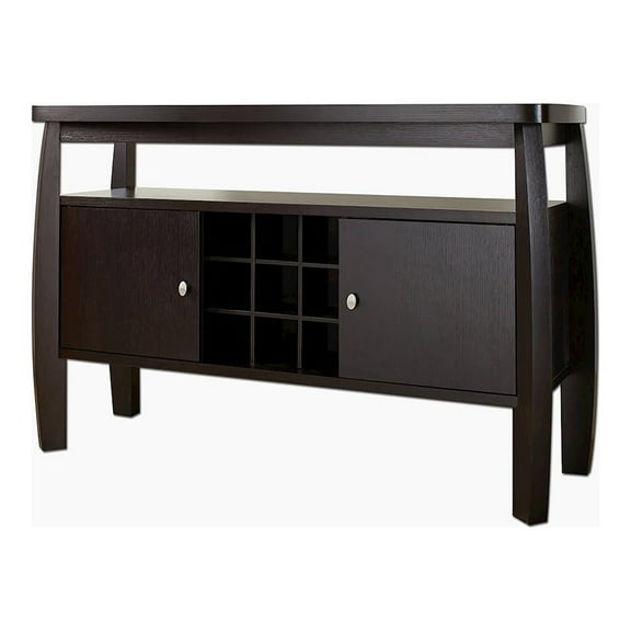 Furniture of America Mendota Wood Buffet Table with Wine Rack in Espresso
