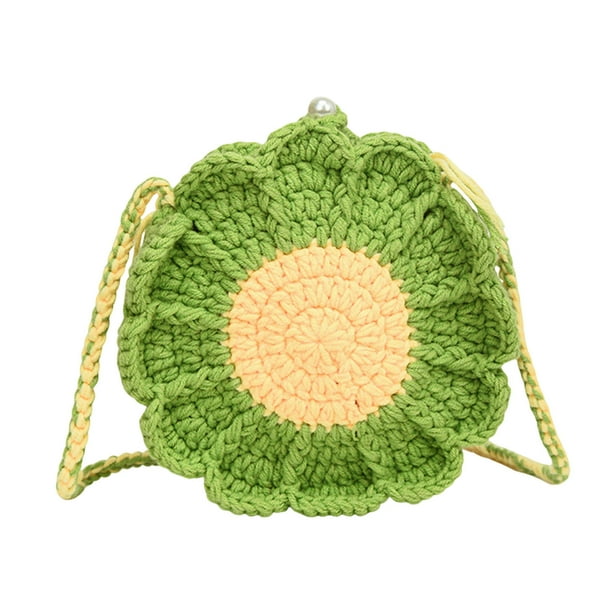 Bolso de Hombro de Ganchillo de Lana Ganfancp Lindo Tridimensional de La Flor