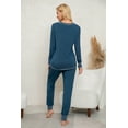 thumbnail image 4 of Pajamas for Women Long Sleeve Pajama Set Cottom Nightwear Ultra-Soft Lounge Sleepwear Soft Pj Lounge Sets(XL , Blue), 4 of 5