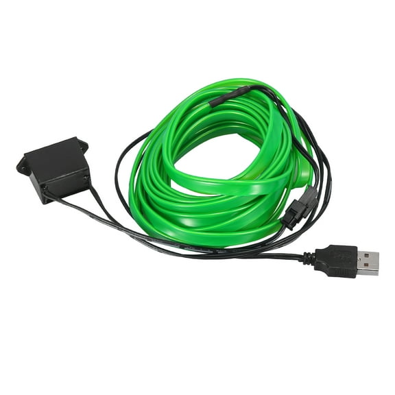 4 Meter/13ft Interior USB Neon EL Wire String Strip Green Cold Light Glow String Strip Set for Car