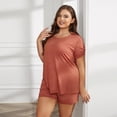 thumbnail image 4 of FLMEI Women’s Short Sleeve Pajama Sets Plus Size Top with Shorts Soft Cute Lounge & Sleepwear L-5XL, 4 of 8