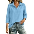 thumbnail image 5 of Hfnxid Women's Sweatshirts Loose Fit Button Lapel Long Sleeve Pullover Tops Casual Fashion Fall Sweatshirt Blue M, 5 of 10