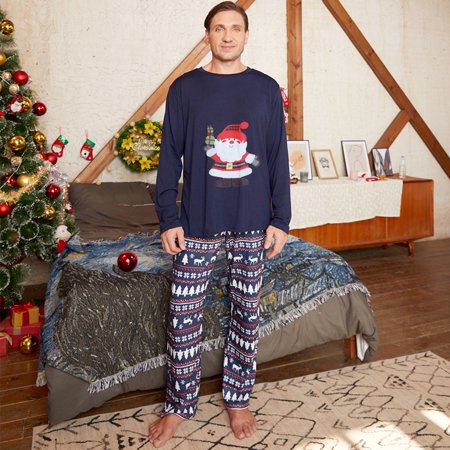 

EQWLJWE Men Christmas Fashion Print Top Pants Suit Family Christmas Pajamas for Family Dad Christmas Pajamas for Family Holiday Clearance