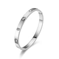 thumbnail image 1 of Brazalete de acero de titanio dorado para mujer con piedras de circonita cúbica, regalos de brazalete, 1 of 5