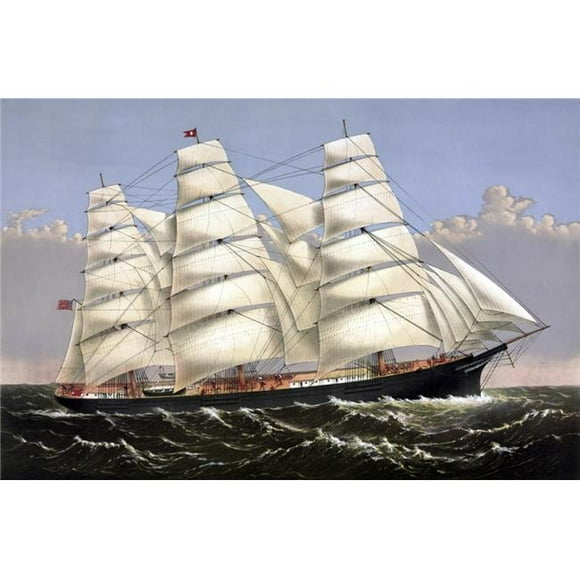 StockTrek Images PSTJPA101063M Vintage Print of The Clipper Ship Three Brothers Poster Print, 17 x 11