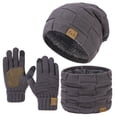 thumbnail image 1 of Winter Beanie Hat Scarf Gloves Set Warm Fleece Knit Set for Men Women Cold Weather, 1 of 8
