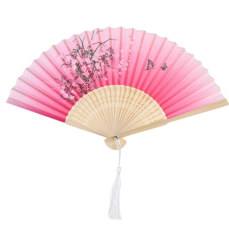 

Folding Fan Fans Hand Bamboo Silk Craft Handheld Dance Held Paper Performance Style Party Japanese Weddings Black