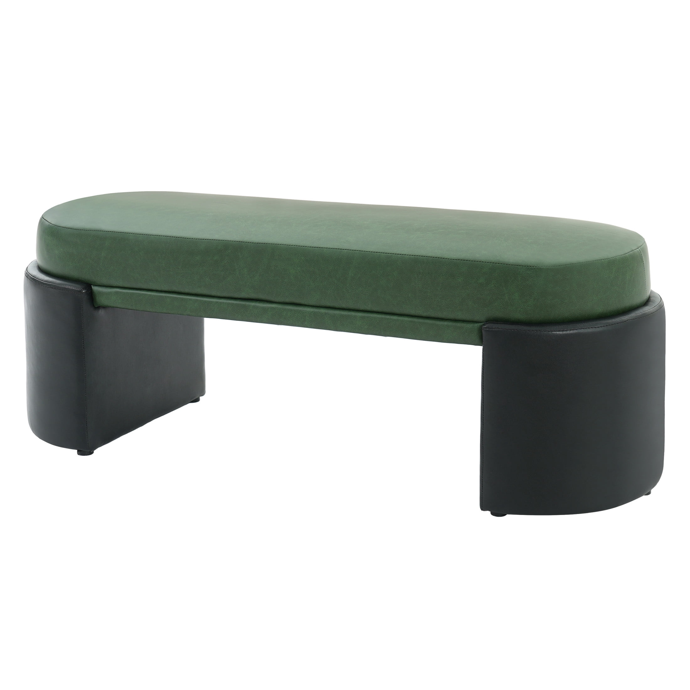 Christopher Knight Home 48" Modern PU Leather Upholstered Ottoman Bench with Legs, Green+Black