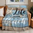 thumbnail image 4 of Blue Coastal Nautical Throw Blankets, Life Is Better at The Beach Soft Fleece Blanket Decorative for Home Sofa Couch Chair Living Bedroom, 30x40 Inches, Farmhouse, 4 of 8