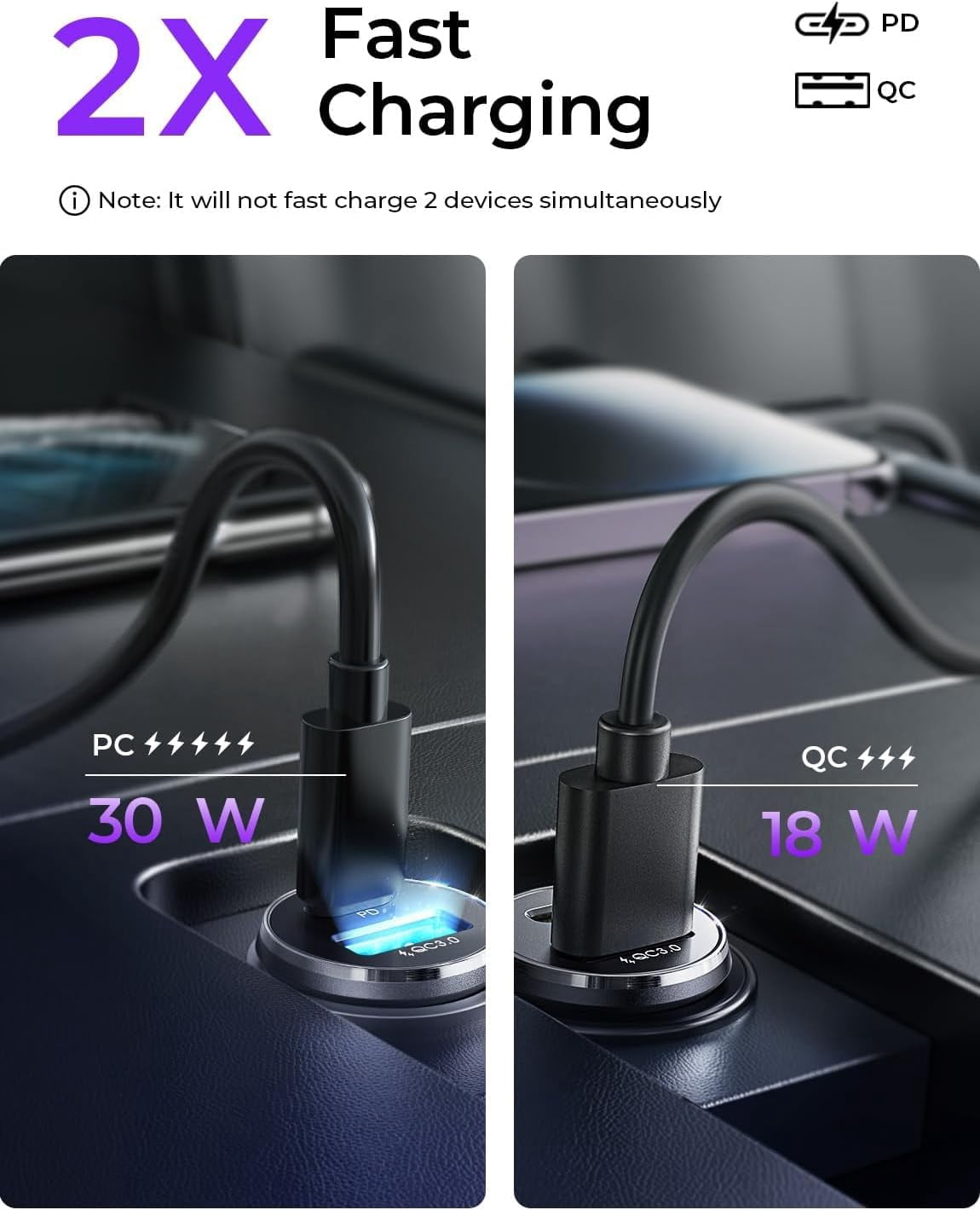 Car Charger USB C, 69W Cigarette Lighter USB Charger Adapter, Car Accessories Gifts for Men, Mini USBC Cars Fast Charging Adapter USBC Type C 12V Plug Outlet, for iPhone 17 Pro Max 16 15 14 13