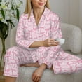 thumbnail image 6 of Pajamas for Women Sets, Ribbon Bow Lounge Sets Long Sleeve Button Down Night Shirts Sleepwear Pjs, 6 of 6