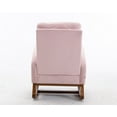 thumbnail image 4 of Fabric Rocking Chair with Solid Rubber Wood Legs and Side Pocket, Modern Glider Chair with High Backrest, Recliner Armchair for Living Room, Bedroom, Lounge, Nursery, Pink, 4 of 8