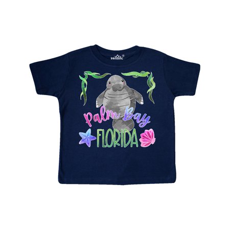 

Inktastic Palm Bay Florida Cute Swimming Manatee Gift Toddler Boy or Toddler Girl T-Shirt