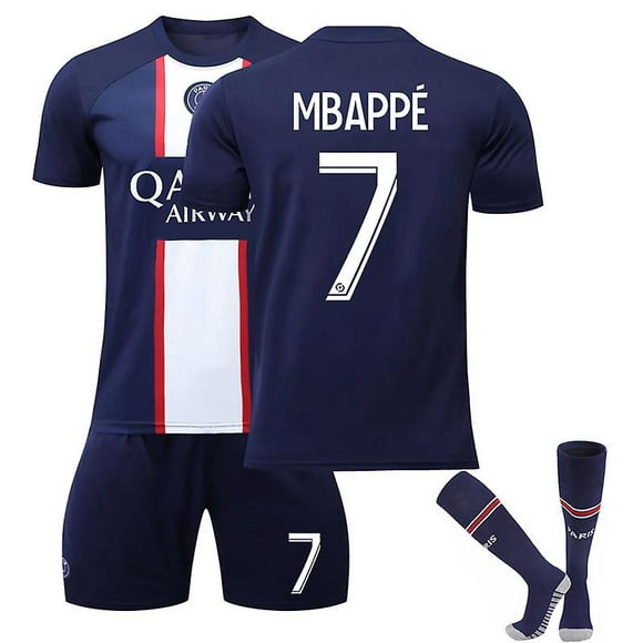 Mbappe Enfants Kits de Football Maillot de Football Entraînement T-shirt Costume 22/23 Version à Domicile