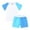 AB568 Light Blue, variant on Bainana Toddler Outfit Set For Girls Summer Color Block Short Sleeve Crew Neck Tops And Shorts Set Fashion Stylish Little Girls Summer School Sport Athletic Wear Size 3-4 Years Black