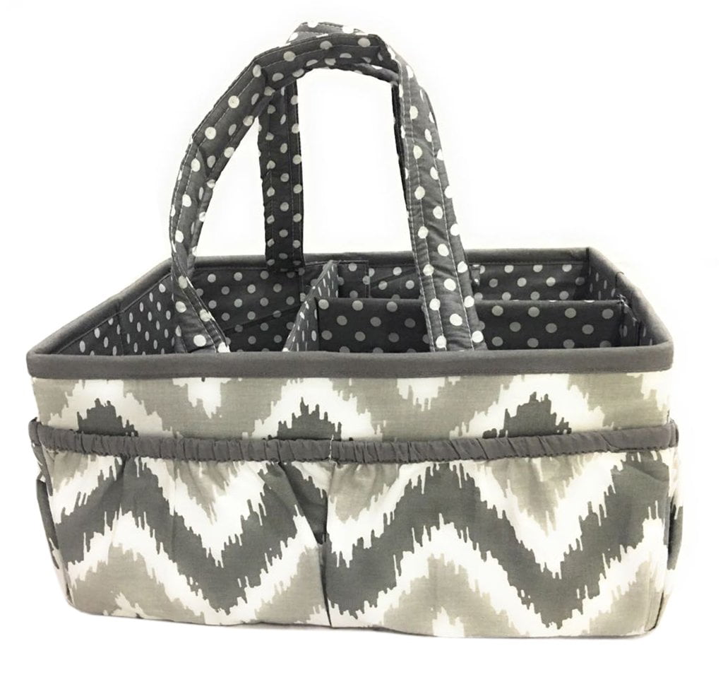 Bacati - Mix N Match Ikat Chevron/Dots Nursery Storage Items, Grey