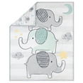 The Peanutshell 5 Piece Elephant Dreams Crib Bedding Set, Grey and Mint for Boys and Girls