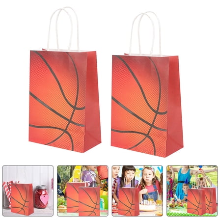 PAMINGONO Basketball Party Bags Wrapping Bags White Kraft Paper 24Pcs 8.3X5.9X3.1In
