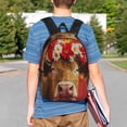 thumbnail image 4 of Rateoe White And Red Daisy Cow Pattern Student Backpack Water-resistant Backpack 15-inch Laptop Backpack Lightweight Adjustable School Backpack, 4 of 6