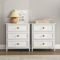 Resenkos 3-Drawer Nightstand Set of 2 Bedside Table Living Room Small Dresser, 20" Tall, White