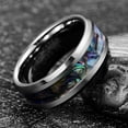 thumbnail image 4 of Fashion 8mm Men Silver Color Stainless Steel Rings Inlay Rainbow Abalone Shell Rings For Men Women Wedding Band Jewelry Gifts Style10 11, 4 of 6