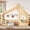 Natural, variant on Twin House Floor Bed with Window and Shelf, Solid Wood House-Shaped Bed Frame with Roof, Low-Profile Montessori-Style Bed, No Box Spring Needed, White Finish