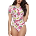 thumbnail image 2 of Goofa Strawberry And Cheery Printed Women Rash Guard Short Sleeve,Tummy control Swimsuit Surfing Swimsuit Bathing Suit One Piece Swimsuit UPF 50-Medium, 2 of 9