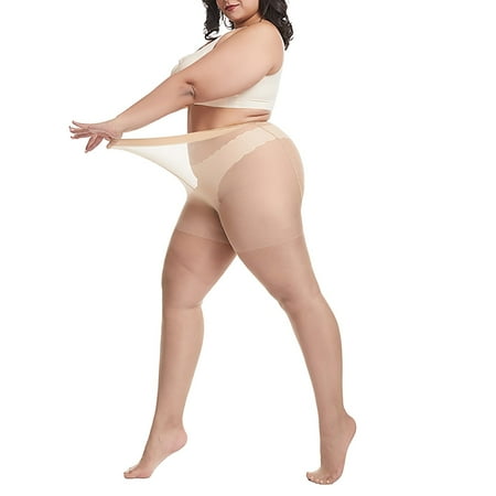 

Women s Plus Size 15D XXXL Nylon IIcrease Breathable Elastic Thin Oversized Stockings Fleece Lined Tights