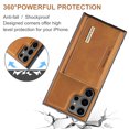 thumbnail image 5 of 2 in 1 Wallet Case for Samsung Galaxy S25 Ultra for Women Men, Detachable Cards Holder Magnetic Back Cover Stand Feature Shockproof Premium PU Leather Phone Cover for Samsung Galaxy S25 Ultra, Brown, 5 of 12