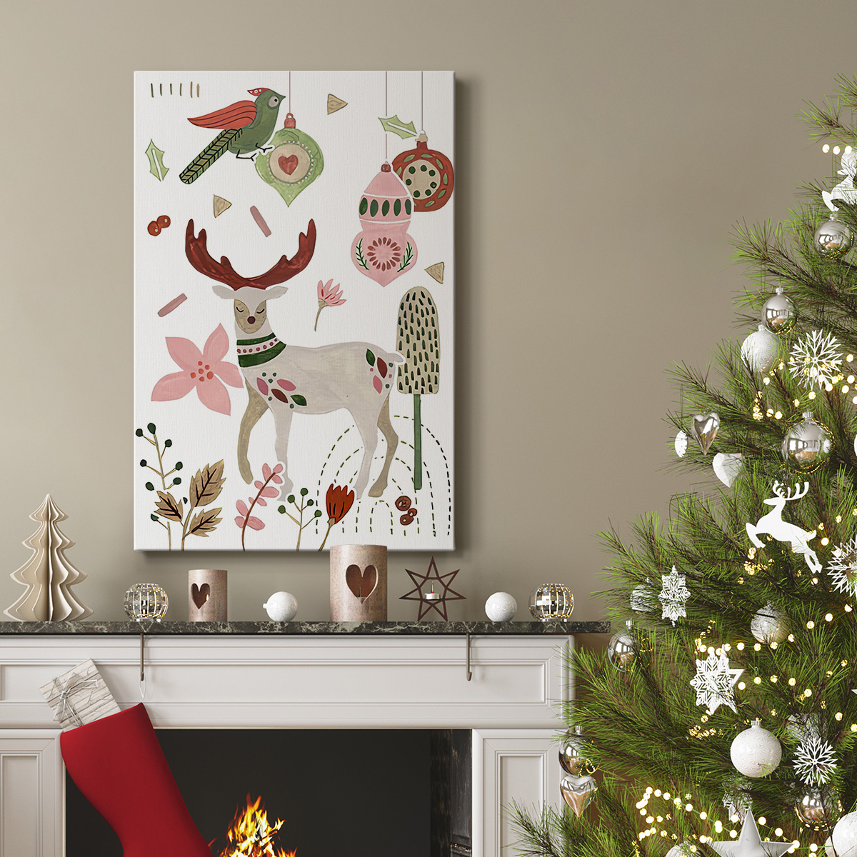 Reindeer Wishes Collection B- Gallery Wrapped Canvas