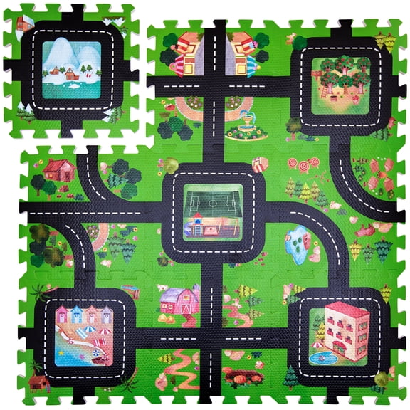 Foam Play Mat Road Toy Playroom Playmat Interlocking Floor Puzzle Roadway Rug Interactive Play Set EXULTIMATE