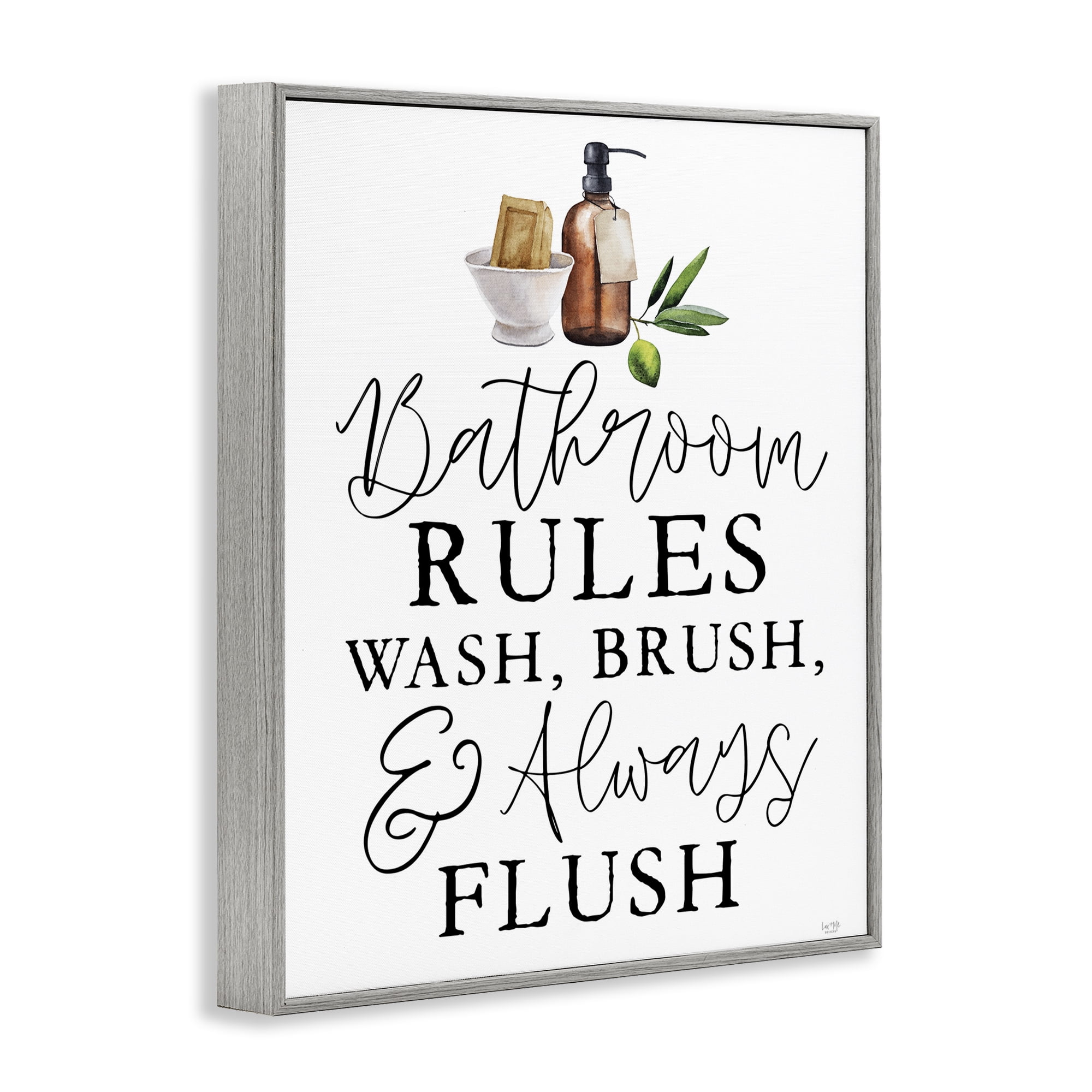 Stupell Industries Wash Brush & Always Flush Gray Framed Giclee Art, design by Lux + Me Designs