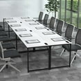 thumbnail image 2 of Costway Set of 6 Meeting Room Desk with Charging Station & Headphone Hook Metal Frame White, 2 of 7