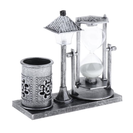 deevoka 1 Minute Hourglass Sand Timer Vintage White Sand Clock Sand Watch 1 Min Unique Glass Rotating Sandglass for Home Office Decoration Argent