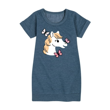 

Instant Message - Horse Butterfly - Toddler & Youth Girls Fleece Dress