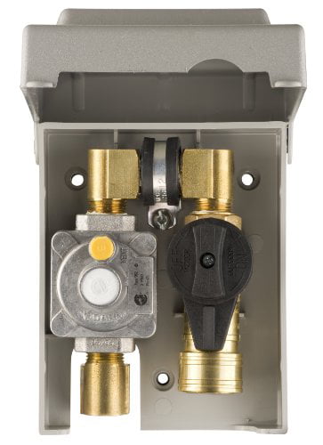 TM 1/2 Bottom NPT Inlet Burnaby Manufacturing Ltd G01016W50BI White PVC Gas Plug 3/8 Quick Disconnect Outlet