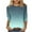 Army Green, variant on Womens T-shirts 3/4-sleeved Round-neck Gradient Printing Casual T-shirt Loose Top Sky Blue XXL