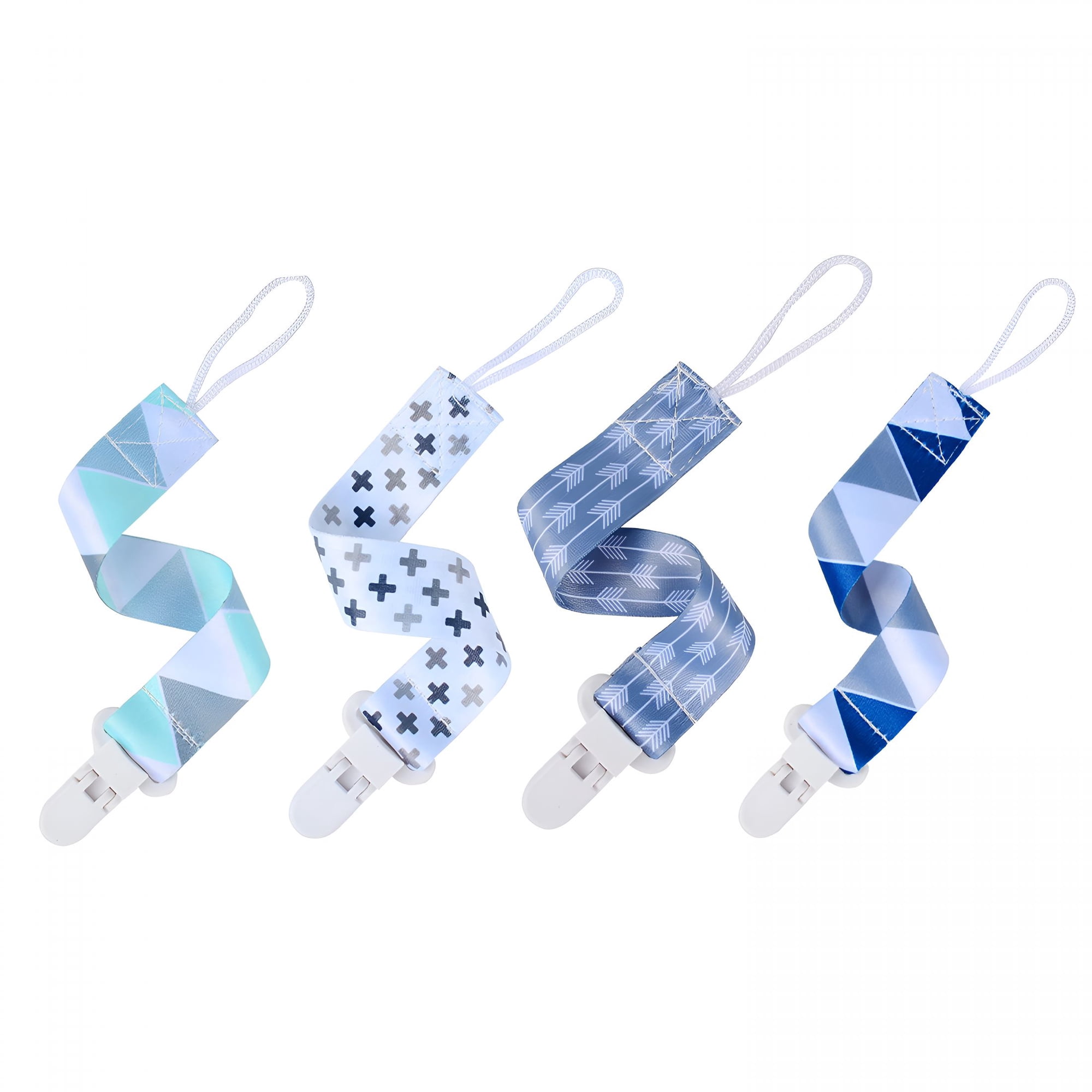 TUWAFE Baby Pacifier Clips Solid Color,4 Pack Universal Holder Leash for Boys and Girls,Teething Toys Teethers (Neutral)