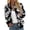 Z&Black415, variant on Women's Bomber Jacket Minimalist Leaf Graphic Print Loose Cozy Long Sleeve Outdoor Walk Outerwear Coat