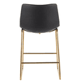 thumbnail image 5 of Black PU Upholstered Counter Stool 26"H with Metal Gold Frame – Set of 2, Modern Bar Stool for Kitchen & Dining Room, 5 of 6