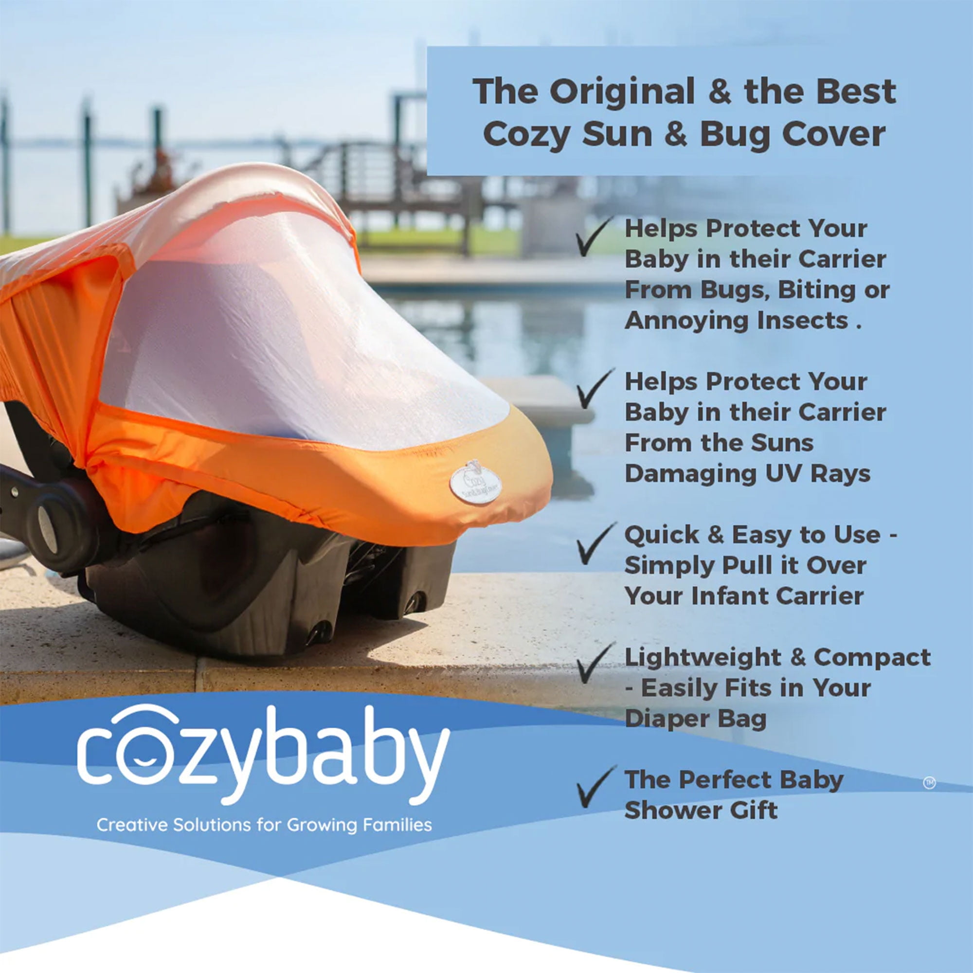 Cozy Cover Orange Mango Sun & Bug Car Seat Cover