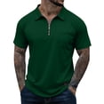thumbnail image 2 of Dresfit Polo Quarter Zip Shirts for Men Collared Big and Tall Short Sleeve Tees Summer 2026 Chest Pocket Business Shirt Lightweight Zipper Work T-Shirt Dark Green L, 2 of 6