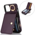 thumbnail image 2 of Allytechgroup iPhone 15 Wallet Case, Ring Holder Stand Cards Slots Shockproof Retro Flip Back Cover Phone Case for Apple iPhone 15, Purple, 2 of 7