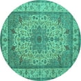 thumbnail image 1 of Ahgly Company Indoor Round Medallion Turquoise Blue Traditional Area Rugs, 6' Round, 1 of 4