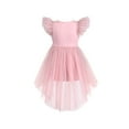 thumbnail image 2 of Girls Dress Pink Sequin Wedding Hi-low Tulle Skirt Tutu Flutter Sleeve 4 Years, 2 of 6