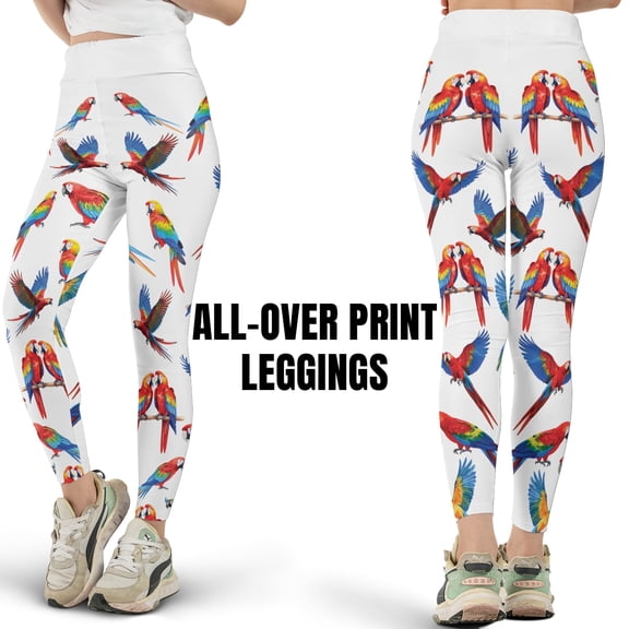 Lotusprinthandmade Parrot Print All-over Print Leggings XS-5XL (M), Fantasy Leggings for Lovers
